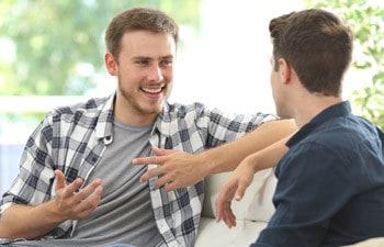 men attends a supportive outpatient session