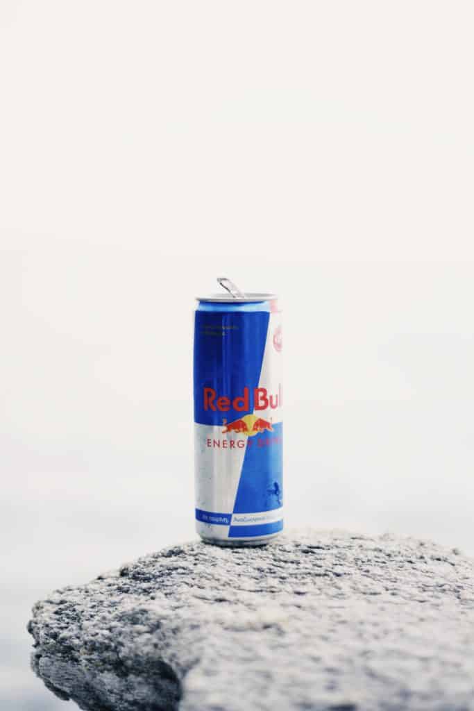 energy drink can on a ledge